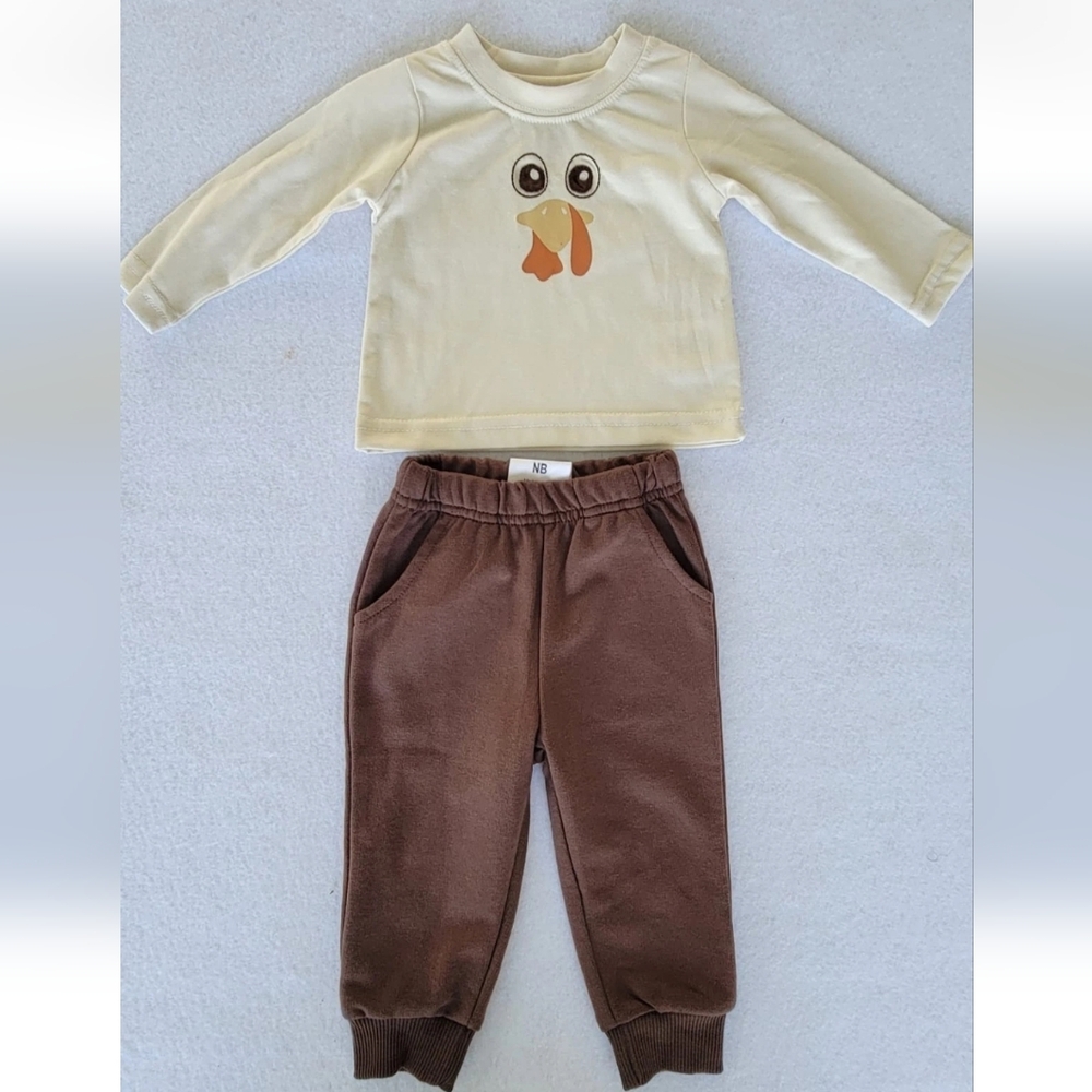 planet cotton Size Newborn 2 piece Boys set Thanksgiving